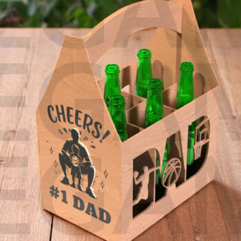 Intra απο ξύλο plywood 3mm-4mm πάχος Basketball Dad Beer Caddy Δίασταση 15x15 cm INTRAFABR-122438256 - Image 1