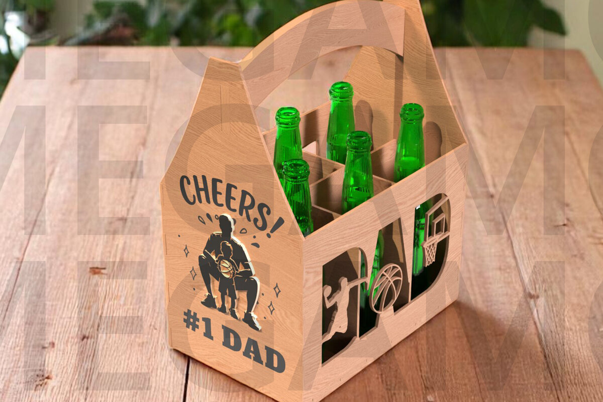Intra απο ξύλο plywood 3mm-4mm πάχος Basketball Dad Beer Caddy Δίασταση 15x15 cm INTRAFABR-122438256 - Image 1