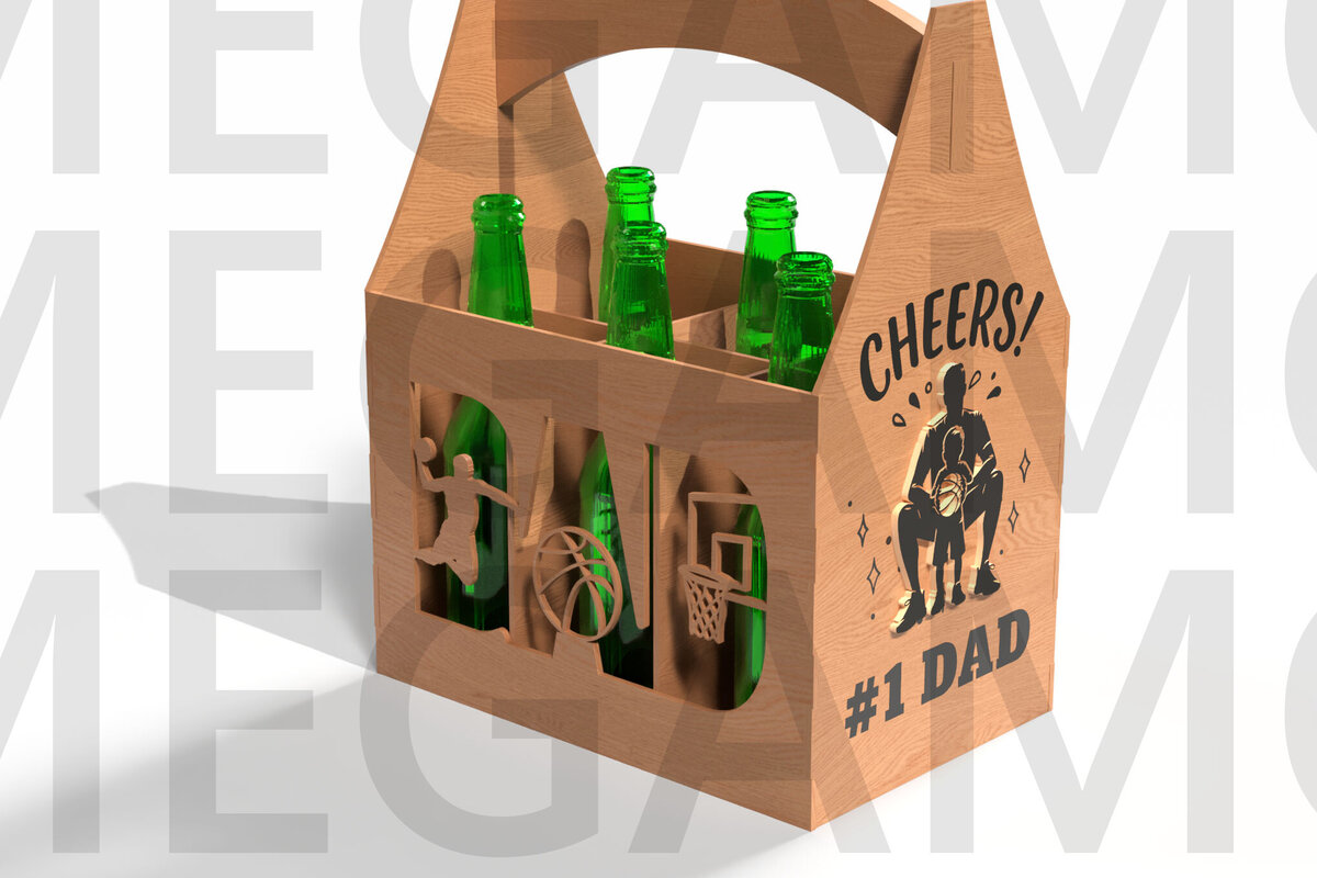 Intra απο ξύλο plywood 3mm-4mm πάχος Basketball Dad Beer Caddy Δίασταση 15x15 cm INTRAFABR-122438256 - Image 2