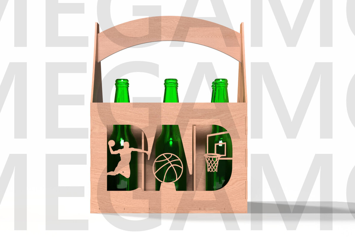Intra απο ξύλο plywood 3mm-4mm πάχος Basketball Dad Beer Caddy Δίασταση 15x15 cm INTRAFABR-122438256 - Image 3