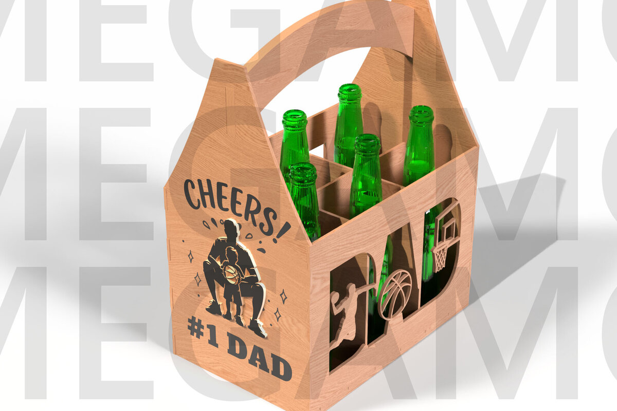 Intra απο ξύλο plywood 3mm-4mm πάχος Basketball Dad Beer Caddy Δίασταση 15x15 cm INTRAFABR-122438256 - Image 4