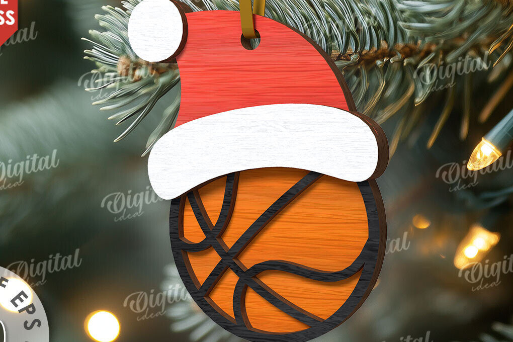 Intra απο ξύλο plywood 3mm-4mm πάχος Μπάσκετ Αθλητικό Χριστουγεννιάτικο Στολίδι Δίασταση 8x8 cm INTRAFABR-110767640