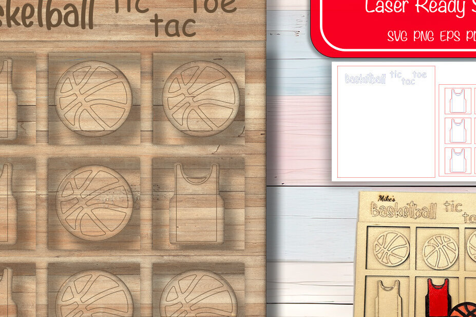 Intra απο ξύλο plywood 3mm-4mm πάχος Μπάσκετ Tic Tac Toe 3d Δίασταση 15x15 cm INTRAFABR-103007250