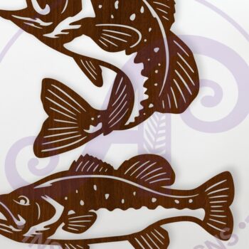 Intra απο ξύλο plywood 3mm-4mm πάχος Bass Fish Silhouette Τέχνη τοίχου με Δίασταση 24x24 cm INTRAFABR-120809087 - Image 1