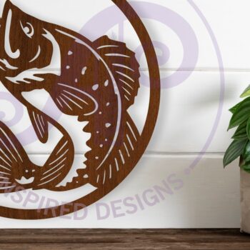 Intra απο ξύλο plywood 3mm-4mm πάχος Bass Fishing Wall Art Sign, Δίασταση 10x10 cm INTRAFABR-113085213 - Image 1