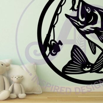 Intra απο ξύλο plywood 3mm-4mm πάχος Bass Fishing Wall Art Sign, Δίασταση 10x10 cm INTRAFABR-113085213 - Image 2
