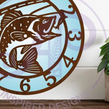 Intra απο ξύλο plywood 3mm-4mm πάχος Ρολόι τοίχου Bass Fishing  Cut  Δίασταση 8x8 cm INTRAFABR-111698731 - Image 1