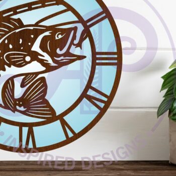 Intra απο ξύλο plywood 3mm-4mm πάχος Ρολόι τοίχου Bass Fishing  Cut  Δίασταση 8x8 cm INTRAFABR-111698731 - Image 2