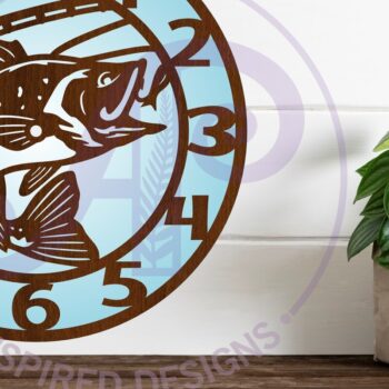 Intra απο ξύλο plywood 3mm-4mm πάχος Ρολόι τοίχου Bass Fishing  Cut  Δίασταση 8x8 cm INTRAFABR-111698731 - Image 3