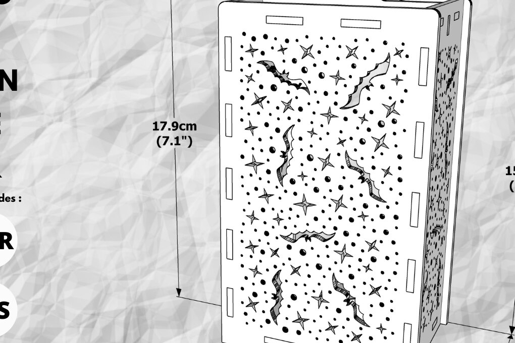 Intra απο ξύλο plywood 3mm-4mm πάχος Νυχτερίδα αποκριάτικο μοτίβο φανάρι με λέιζερ Δίασταση 3x3 cm INTRAFABR-78557418
