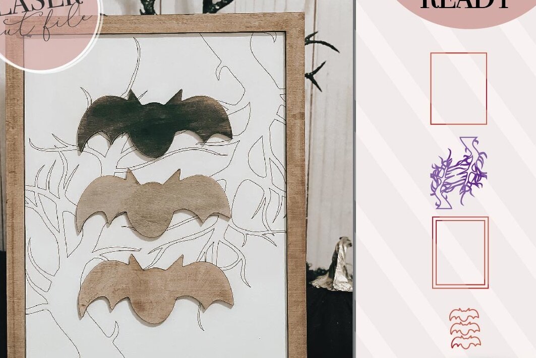 Intra απο ξύλο plywood 3mm-4mm πάχος κοπής με λέιζερ νυχτερίδα Δίασταση 15x15 cm INTRAFABR-72245436