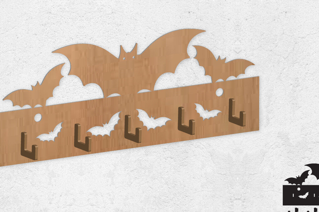 Intra απο ξύλο plywood 3mm-4mm πάχος Κρεμάστρα τοίχου νυχτερίδα, κρεμάστρα ρούχων τοίχου Δίασταση 30x20 cm INTRAFABR-118322776