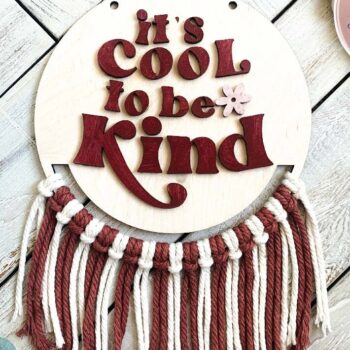 Intra απο ξύλο plywood 3mm-4mm πάχος Be Kind Macrame Wall Hanging Δίασταση 15x15 cm INTRAFABR-74857708 - Image 1