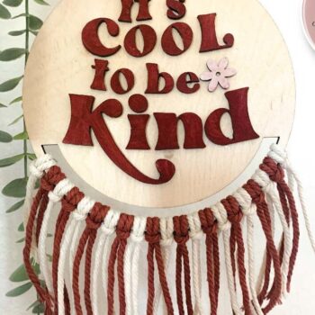 Intra απο ξύλο plywood 3mm-4mm πάχος Be Kind Macrame Wall Hanging Δίασταση 15x15 cm INTRAFABR-74857708 - Image 2