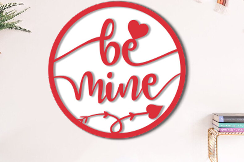 Intra απο ξύλο plywood 3mm-4mm πάχος Be Mine Round Sign Cut  Δίασταση 30x20 cm INTRAFABR-56575686