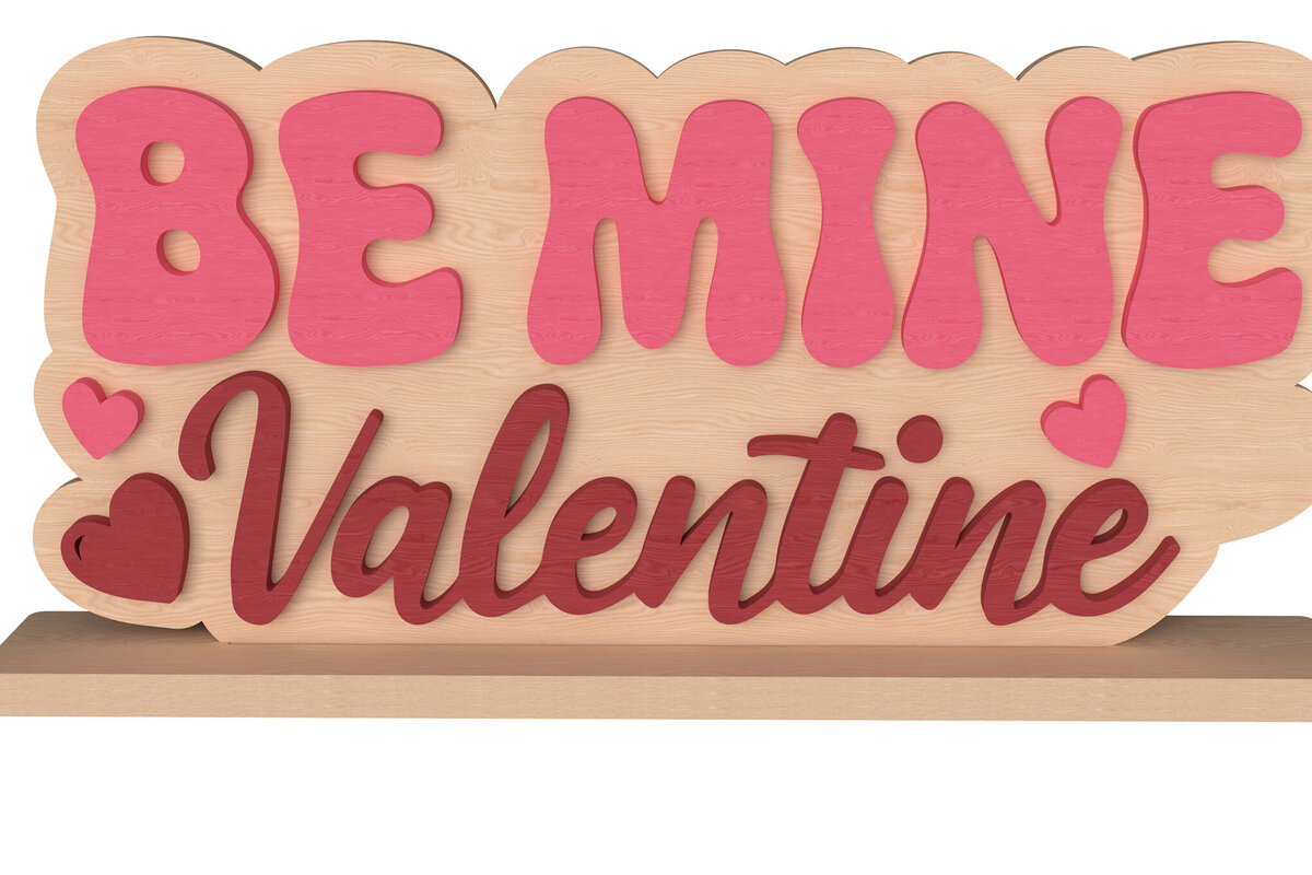 Intra απο ξύλο plywood 3mm-4mm πάχος Επιτραπέζιο λέιζερ Be Mine Valentine Δίασταση 8x8 cm INTRAFABR-111741818 - Image 1
