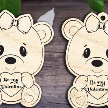 Intra απο ξύλο plywood 3mm-4mm πάχος Be My Valentine Bears Δίασταση 15x15 cm INTRAFABR-30292090 - Image 1