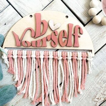 Intra απο ξύλο plywood 3mm-4mm πάχος Be Yourself , Macrame Wall Hanging Δίασταση 40x40 cm INTRAFABR-74729546 - Image 6
