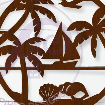 Intra απο ξύλο plywood 3mm-4mm πάχος Παραλία και ιστιοπλοϊκή επιγραφή τοίχου τέχνης, Δίασταση 10x10 cm INTRAFABR-112346991 - Image 1