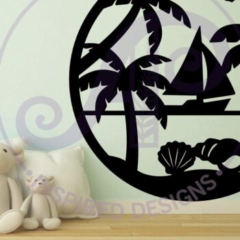 Intra απο ξύλο plywood 3mm-4mm πάχος Παραλία και ιστιοπλοϊκή επιγραφή τοίχου τέχνης, Δίασταση 10x10 cm INTRAFABR-112346991 - Image 3