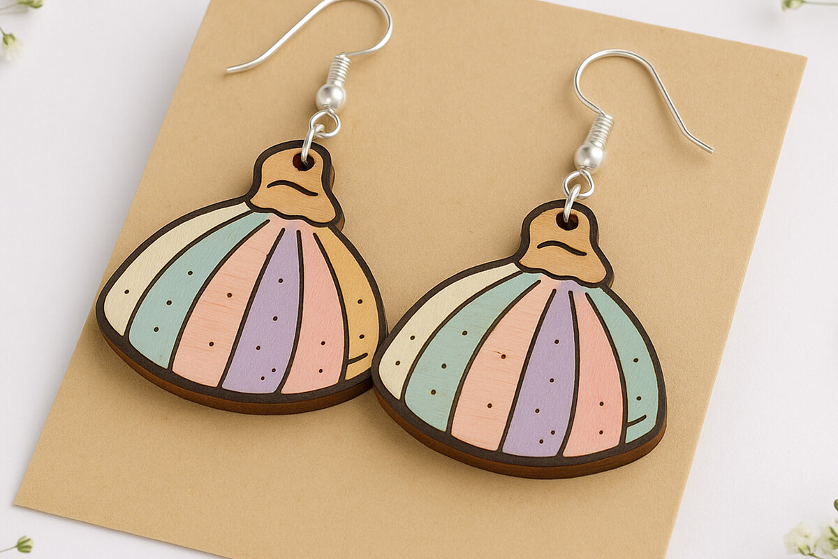 Intra απο ξύλο plywood 3mm-4mm πάχος Σκουλαρίκια Beach Ball Δίασταση 3x3 cm INTRAFABR-123818153