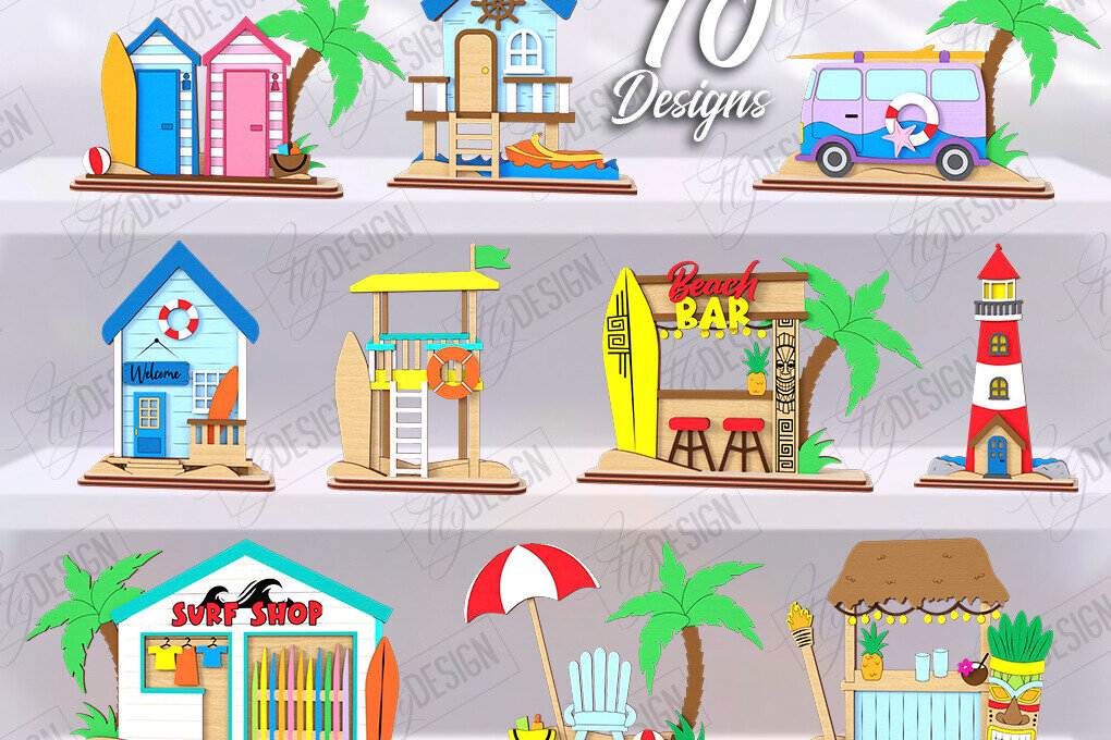 Intra απο ξύλο plywood 3mm-4mm πάχος Δέσμη κοπής με λέιζερ Stands Beach Houses Δίασταση 30x20 cm INTRAFABR-122886970
