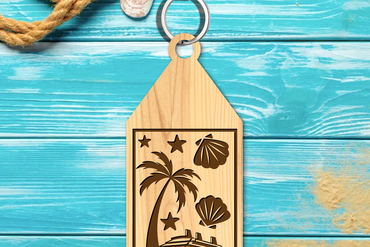 Intra απο ξύλο plywood 3mm-4mm πάχος Μπρελόκ παραλίας Σχεδιασμός Δίασταση 6x6 cm INTRAFABR-102179074