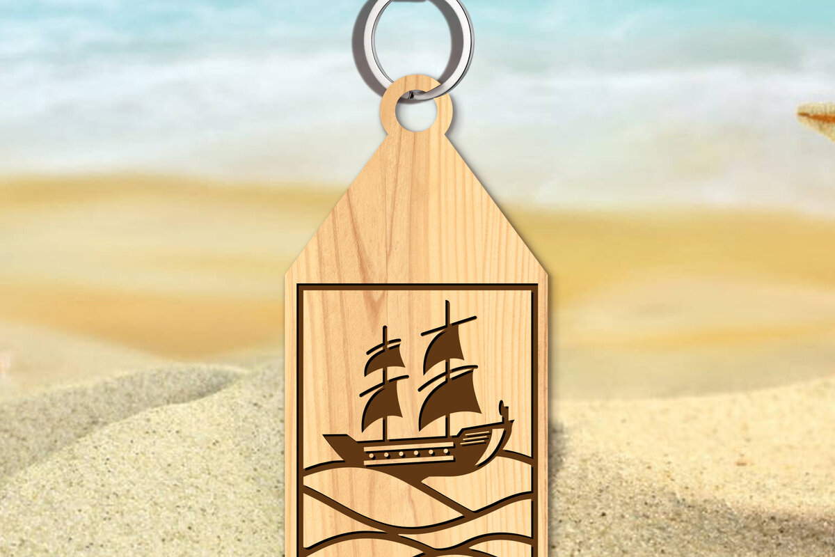 Intra απο ξύλο plywood 3mm-4mm πάχος Μπρελόκ παραλίας Σχεδιασμός Δίασταση 6x6 cm INTRAFABR-102179082