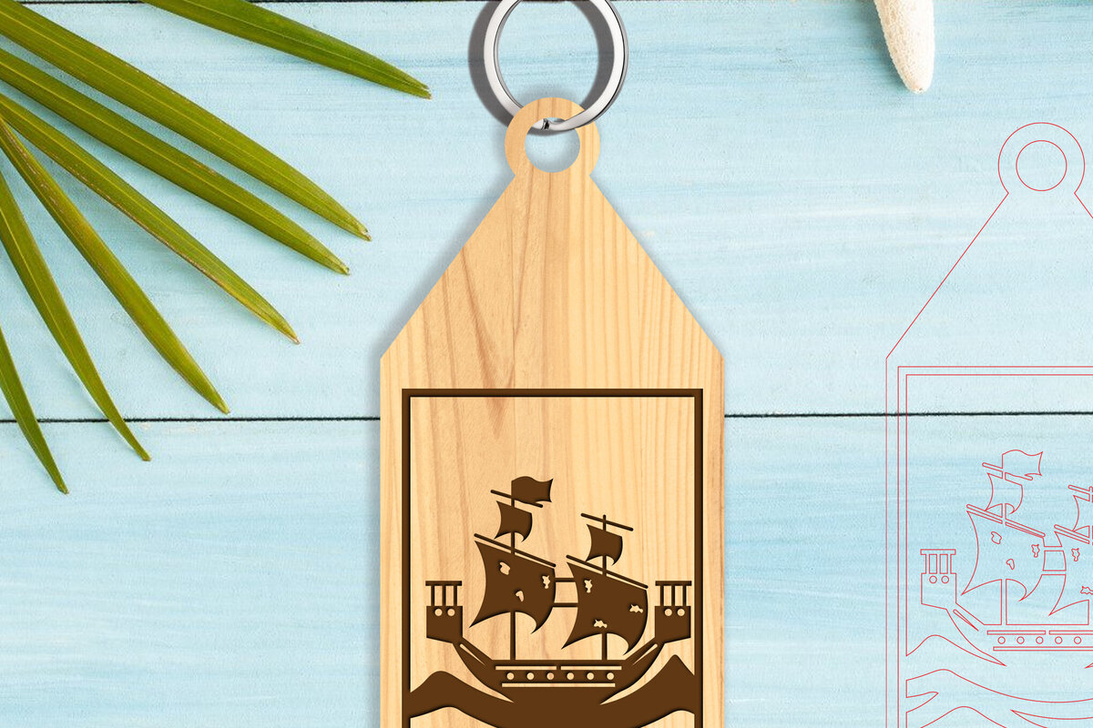 Intra απο ξύλο plywood 3mm-4mm πάχος Μπρελόκ παραλίας Σχεδιασμός Δίασταση 6x6 cm INTRAFABR-102179045