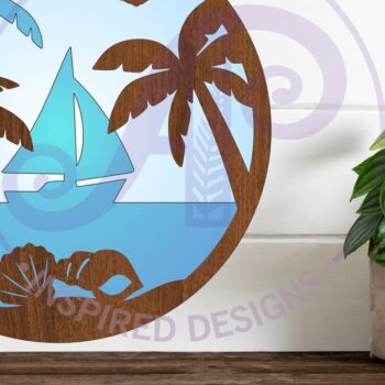 Intra απο ξύλο plywood 3mm-4mm πάχος Πινακίδα τέχνης τοίχου με στρώματα παραλίας, . Δίασταση 10x10 cm INTRAFABR-96344410 - Image 1