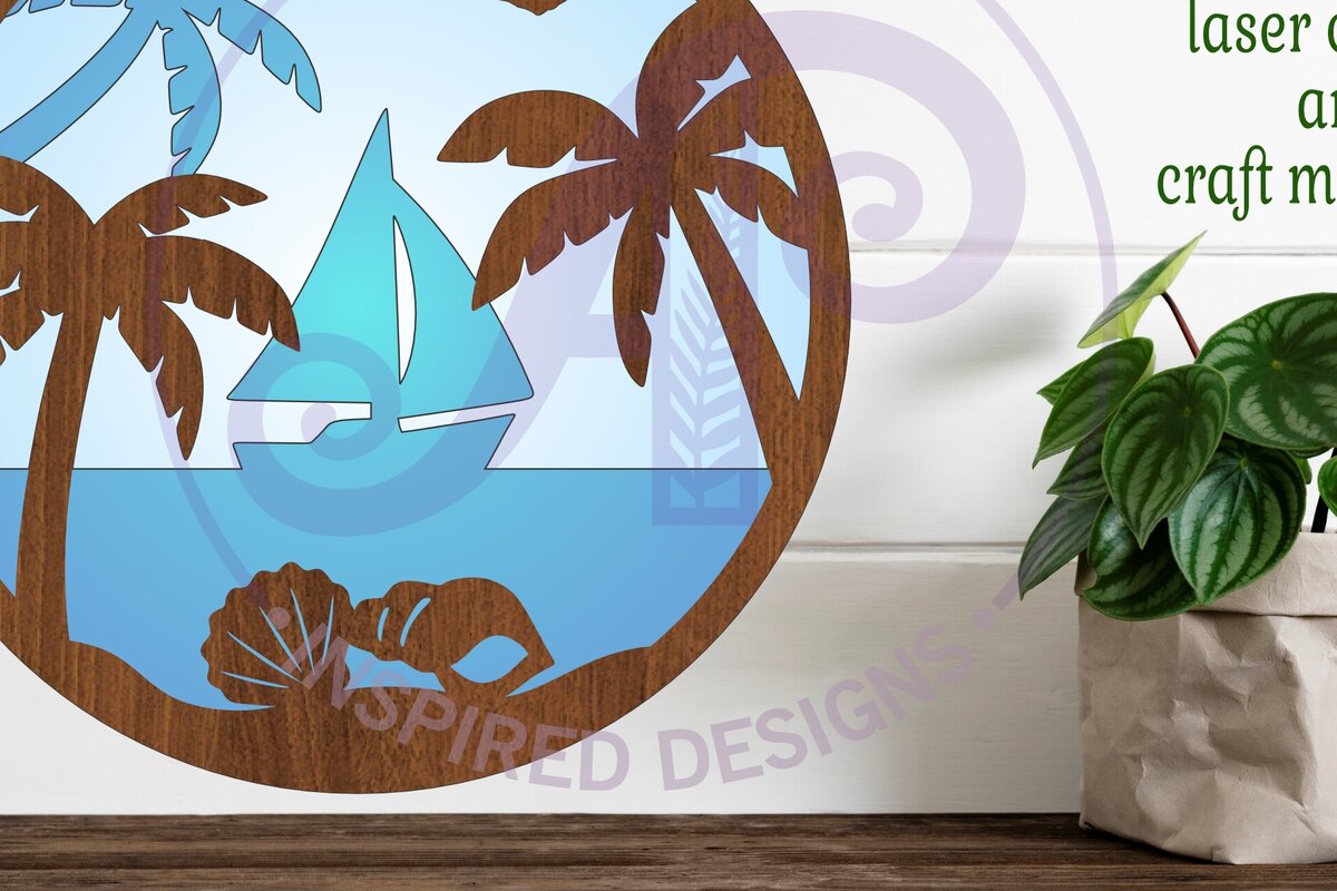 Intra απο ξύλο plywood 3mm-4mm πάχος Πινακίδα τέχνης τοίχου με στρώματα παραλίας, . Δίασταση 10x10 cm INTRAFABR-96344410