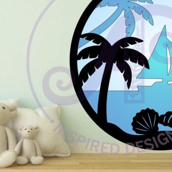 Intra απο ξύλο plywood 3mm-4mm πάχος Πινακίδα τέχνης τοίχου με στρώματα παραλίας, . Δίασταση 10x10 cm INTRAFABR-96344410 - Image 2