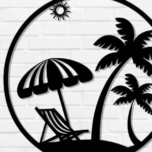 Intra απο ξύλο plywood 3mm-4mm πάχος κοπής με λέιζερ Beach Metal Wall Art Δίασταση 40x40 cm INTRAFABR-112697921