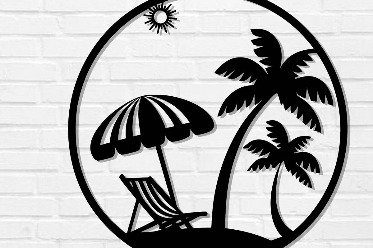 Intra απο ξύλο plywood 3mm-4mm πάχος κοπής με λέιζερ Beach Metal Wall Art Δίασταση 40x40 cm INTRAFABR-112697921