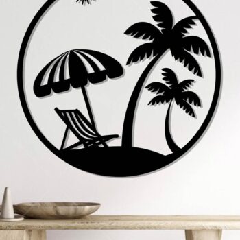 Intra απο ξύλο plywood 3mm-4mm πάχος κοπής με λέιζερ Beach Metal Wall Art Δίασταση 40x40 cm INTRAFABR-112697921 - Image 2