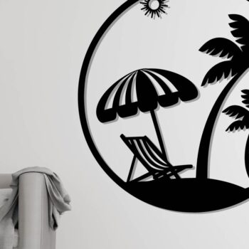 Intra απο ξύλο plywood 3mm-4mm πάχος κοπής με λέιζερ Beach Metal Wall Art Δίασταση 40x40 cm INTRAFABR-112697921 - Image 3