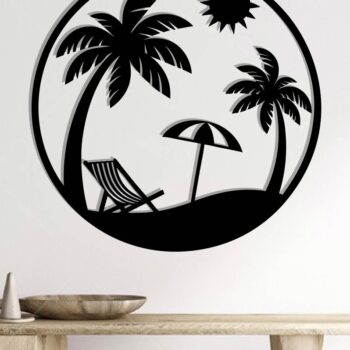 Intra απο ξύλο plywood 3mm-4mm πάχος Beach Metal Wall Art, κοπής με λέιζερ Δίασταση 40x40 cm INTRAFABR-112698136 - Image 2