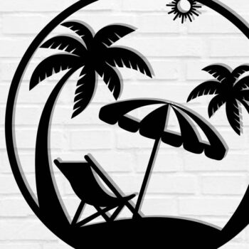 Intra απο ξύλο plywood 3mm-4mm πάχος κοπής με λέιζερ Beach Metal Wall Art Δίασταση 40x40 cm INTRAFABR-112698232 - Image 1