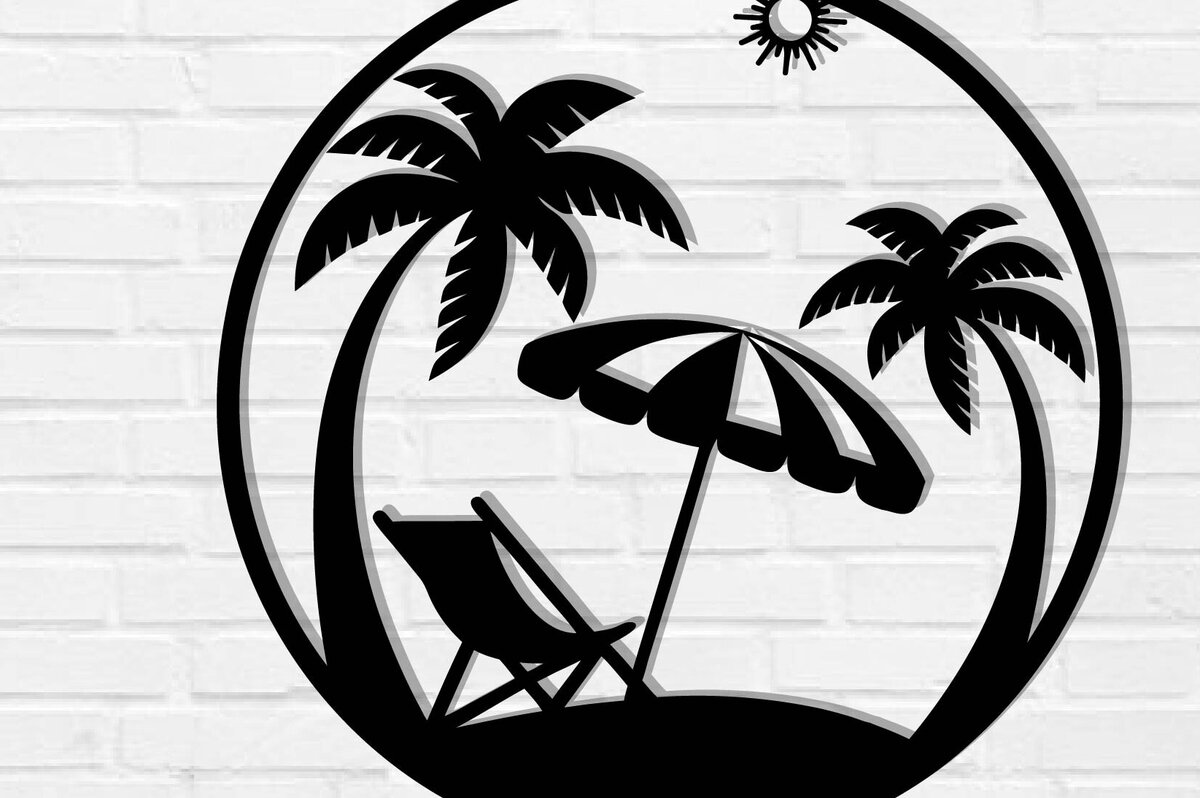 Intra απο ξύλο plywood 3mm-4mm πάχος κοπής με λέιζερ Beach Metal Wall Art Δίασταση 40x40 cm INTRAFABR-112698232