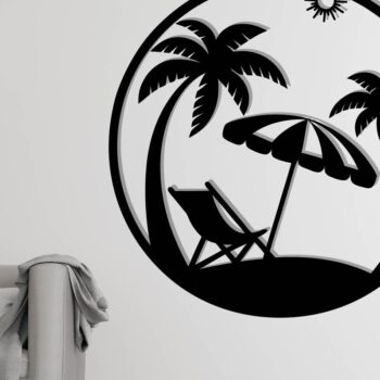 Intra απο ξύλο plywood 3mm-4mm πάχος κοπής με λέιζερ Beach Metal Wall Art Δίασταση 40x40 cm INTRAFABR-112698232 - Image 3