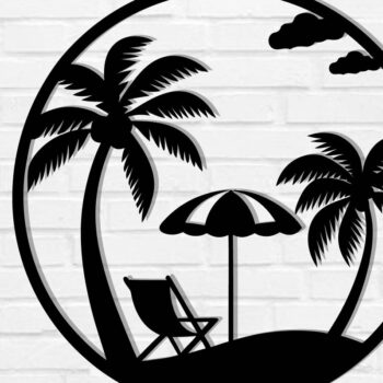 Intra απο ξύλο plywood 3mm-4mm πάχος κοπής με λέιζερ Beach Metal Wall Art Δίασταση 40x40 cm INTRAFABR-112698552 - Image 1