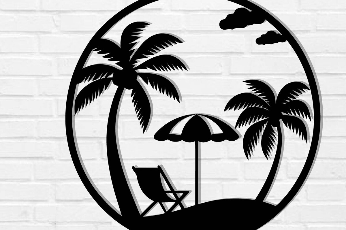 Intra απο ξύλο plywood 3mm-4mm πάχος κοπής με λέιζερ Beach Metal Wall Art Δίασταση 40x40 cm INTRAFABR-112698552