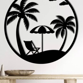 Intra απο ξύλο plywood 3mm-4mm πάχος κοπής με λέιζερ Beach Metal Wall Art Δίασταση 40x40 cm INTRAFABR-112698552 - Image 2