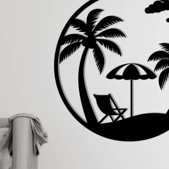 Intra απο ξύλο plywood 3mm-4mm πάχος κοπής με λέιζερ Beach Metal Wall Art Δίασταση 40x40 cm INTRAFABR-112698552 - Image 3