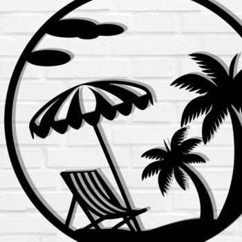 Intra απο ξύλο plywood 3mm-4mm πάχος κοπής με λέιζερ Beach Metal Wall Art Δίασταση 40x40 cm INTRAFABR-112698655 - Image 1