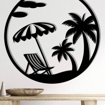 Intra απο ξύλο plywood 3mm-4mm πάχος κοπής με λέιζερ Beach Metal Wall Art Δίασταση 40x40 cm INTRAFABR-112698655 - Image 2