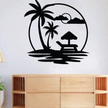 Intra απο ξύλο plywood 3mm-4mm πάχος Beach Metal Wall Art, κοπής με λέιζερ Δίασταση 40x40 cm INTRAFABR-64302655 - Image 2