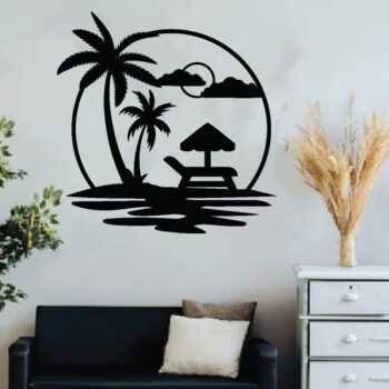 Intra απο ξύλο plywood 3mm-4mm πάχος Beach Metal Wall Art, κοπής με λέιζερ Δίασταση 40x40 cm INTRAFABR-64302655 - Image 3