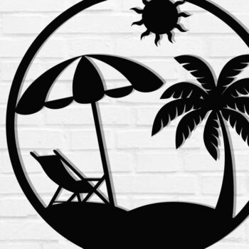 Intra απο ξύλο plywood 3mm-4mm πάχος Beach Metal Art Wall Art Δίασταση 40x40 cm INTRAFABR-112697788 - Image 1