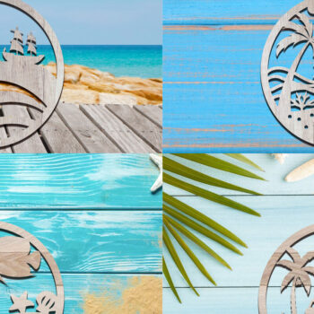 Intra απο ξύλο plywood 3mm-4mm πάχος Δέσμη με στολίδια παραλίας Δίασταση 8x8 cm INTRAFABR-111847988 - Image 1